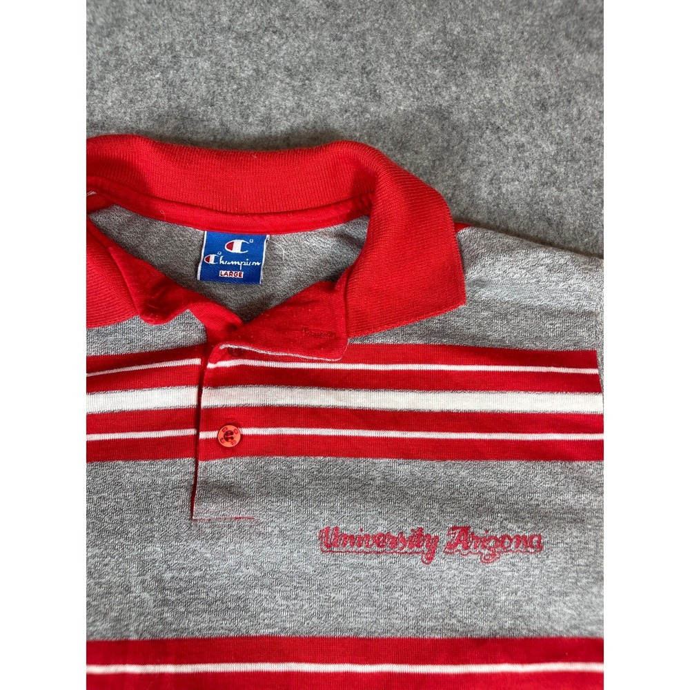 Vintage 80s University Arizona Wildcats Striped Polo Shirt Mens Large Champion